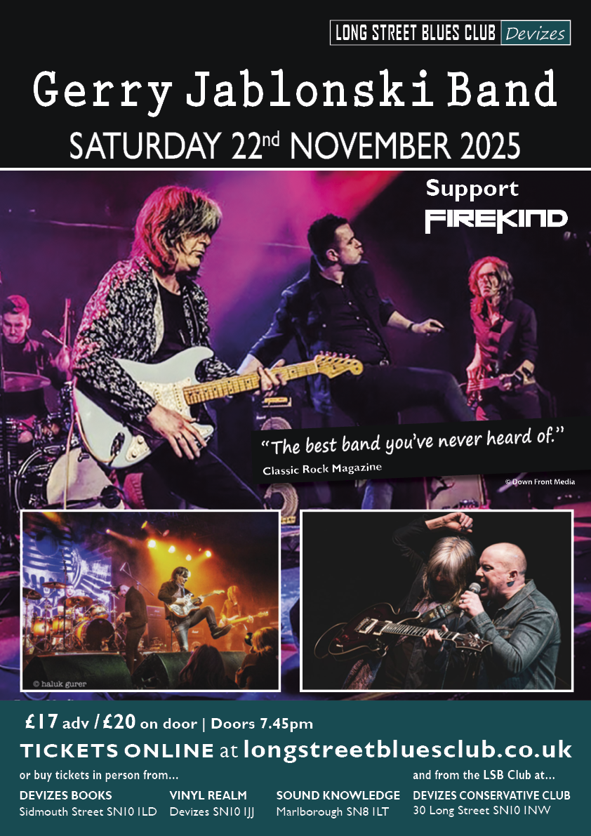 Gerry Jablonski Band poster Devizes November 2025